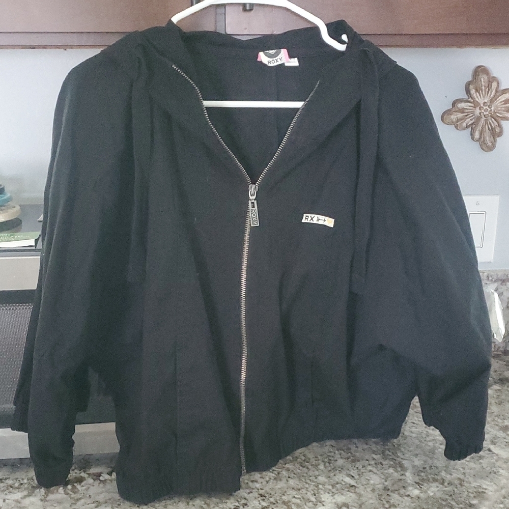 Roxy Black Zip-Up Hoodie Size Xl